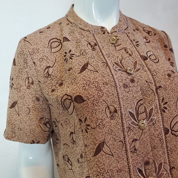 Vintage 80's Chang Sheng Tan Floral Blouse - Picture 1 of 7